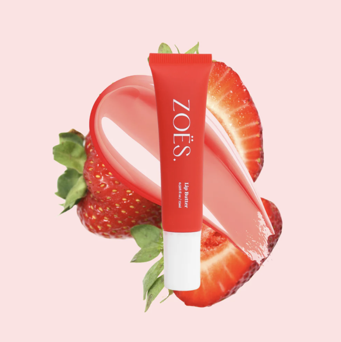 Zoes | Lip Butter Strawberry 15ml | Hydraterende Lipverzorging met SPF 8 & High Shine